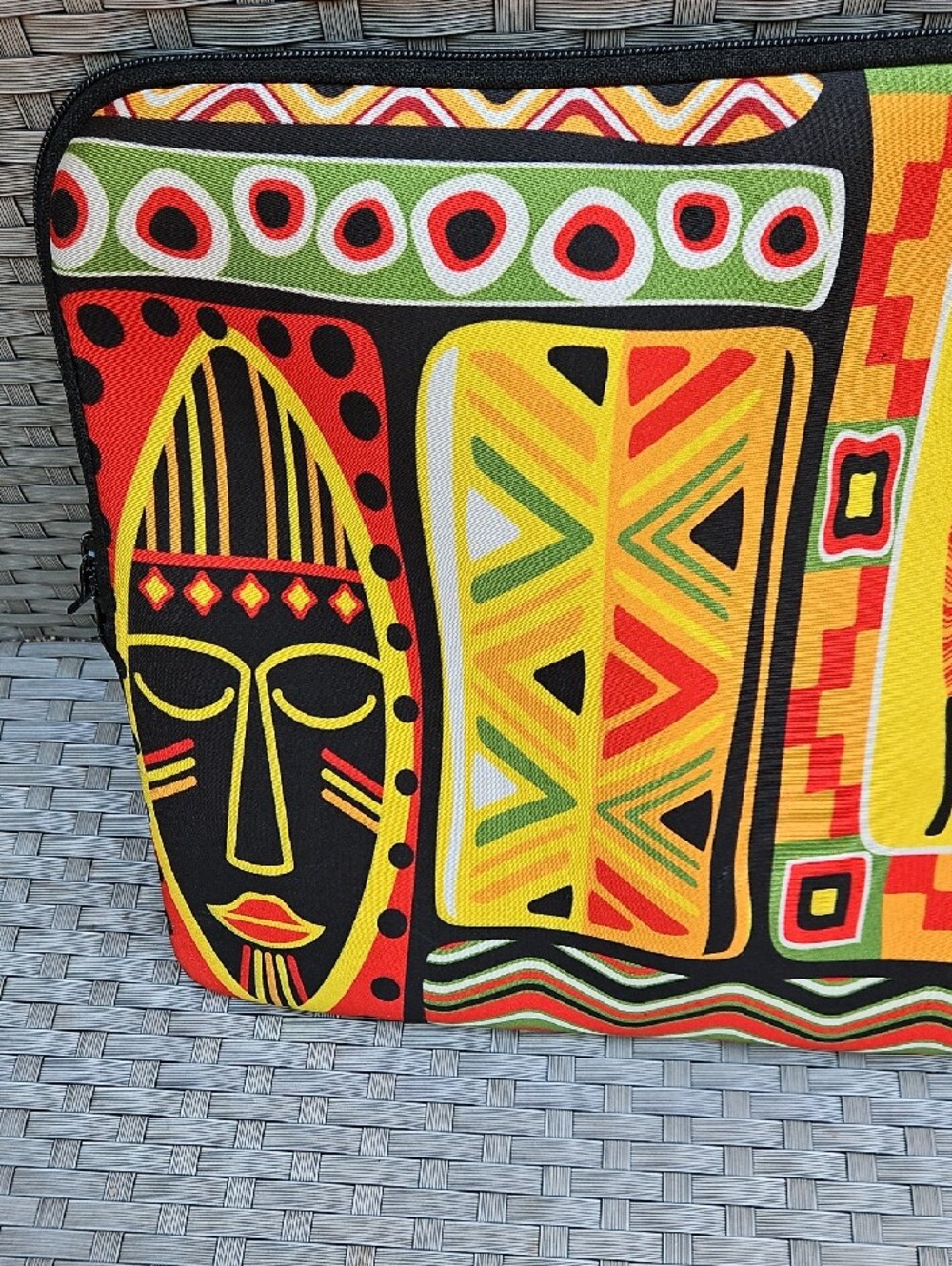 Large Size 12 X 17  Afrocentric  African-Pattern Padded Neoprene Laptop Sleeve